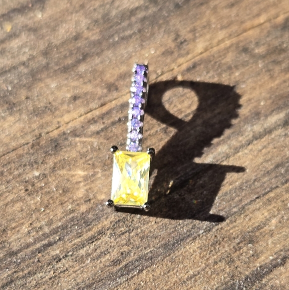 Citrine 4k & Amethyst sterling pendant - Picture 4 of 6